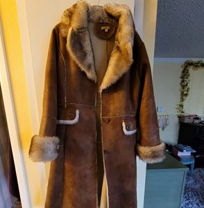 Long leather winter coat